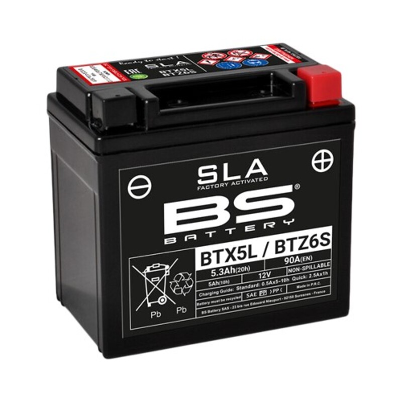 BS Batery AGM+MF YTX5L-BS,BTZ6-S 12v 80A 4.2Ah 113x70x105+