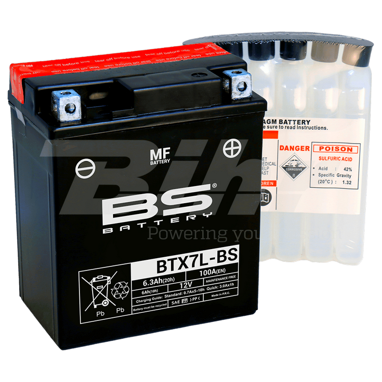 Bateria AGM+MF,BTX7L-BS|YTX7L-BS|100A 6.3Ah 113x70x130+D 14445