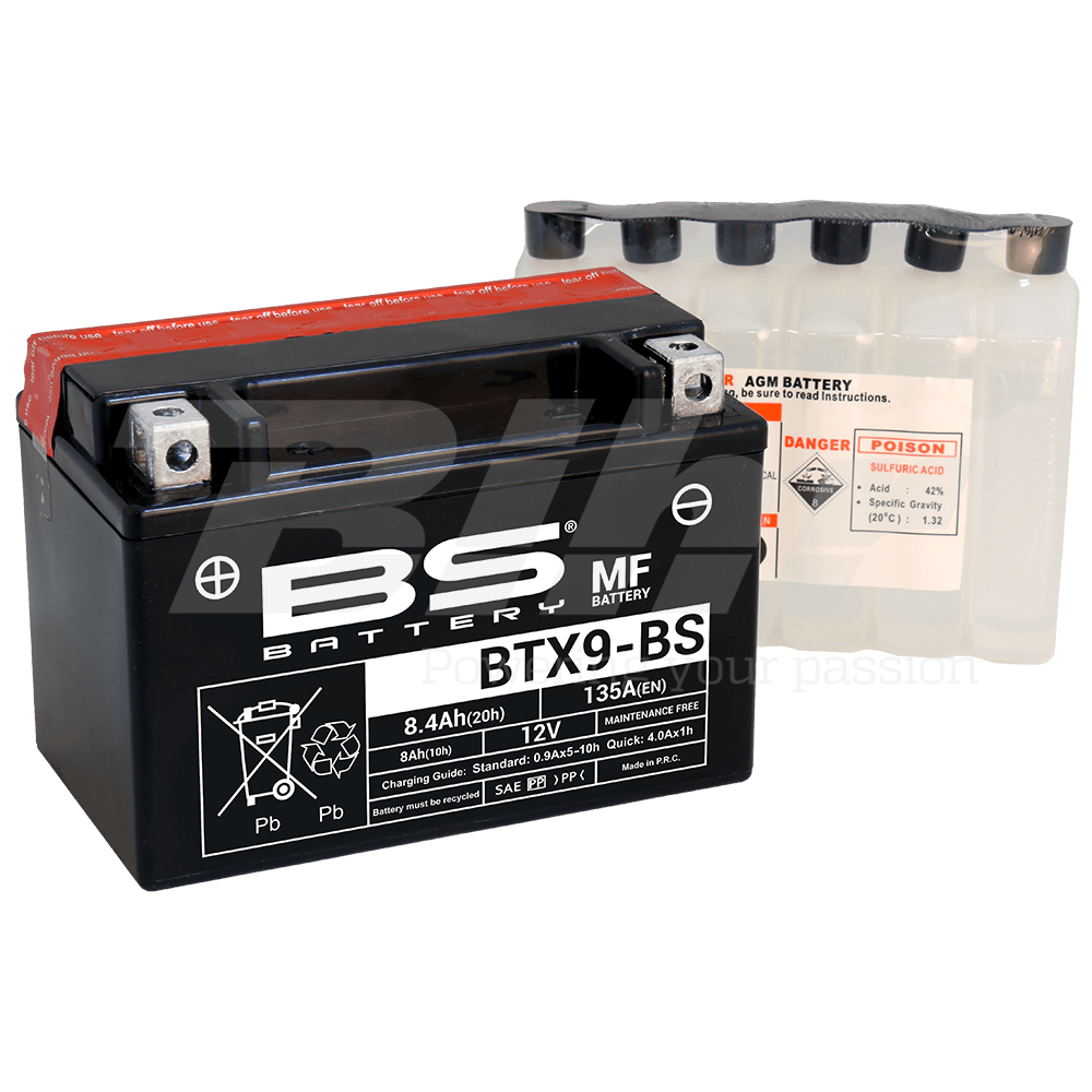 BS Bateria AGM+MF BTX9-BS YTX9-BS S/Mant 12v 8.4A +150x87x105