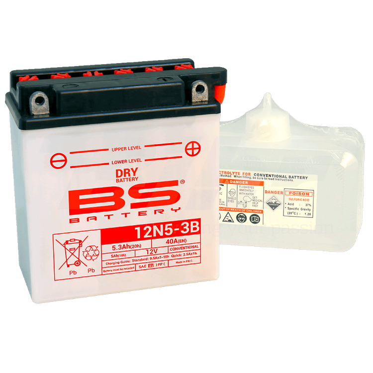BS Bateria=YUASA 12N5-3B YB5L-B 120x60x130+ 12v 65A 5.3Ah