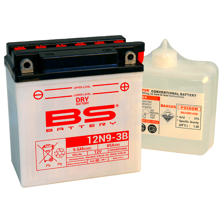 BS Bateria 12N9-3B,YB9L-B,BB9LB,12v 85A 9.5ah 135x75x139+