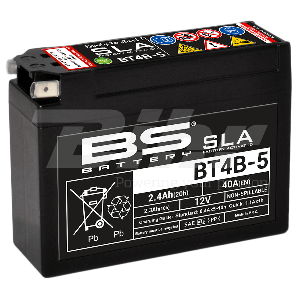 BS Bateria Moto SLA AGM YT4B-BS BT4B-5 12v 2.3Ah 40A 113x38x85