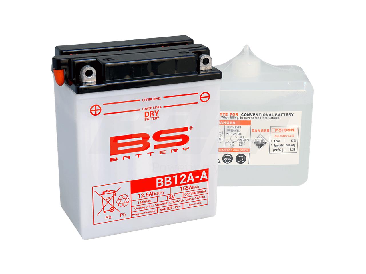 BS Bateria YB12A-A|BB12A-A 12N12A-4A1|155A 12.6ah 134x80x160+i