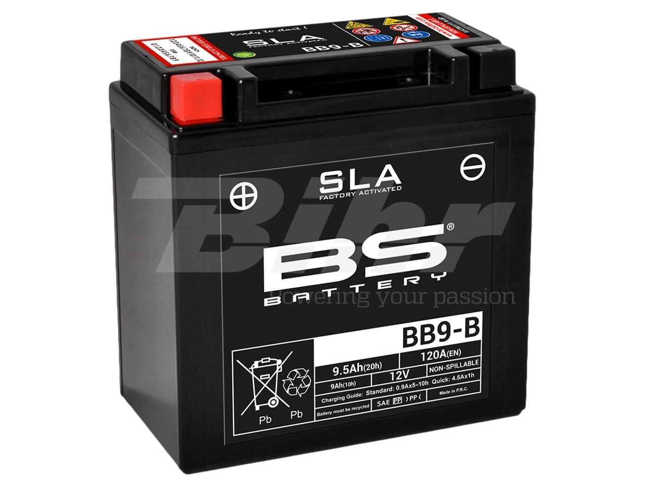 BS Bateria AGM+MF SLA BB9-B,YB9-B 12v 120A 9.5Ah +135x75x139