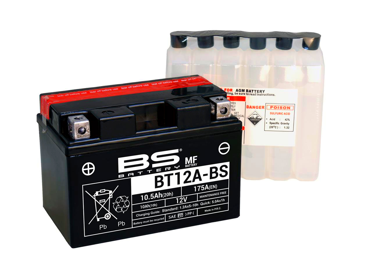 BS Bateria YT12A-BS=YT12A-4=YTX12A-BS 175A 10.5Ah +150x88x105