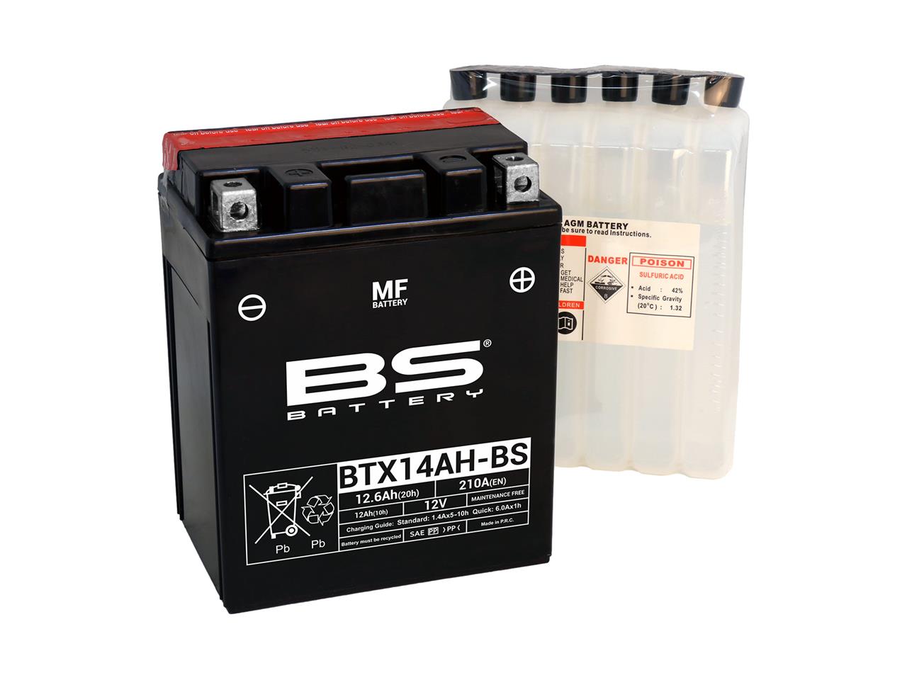 BS Bateria AGM+MF YTX14AH-BS,YTX14AHL-BS,210A 12.7Ah +135x90x167