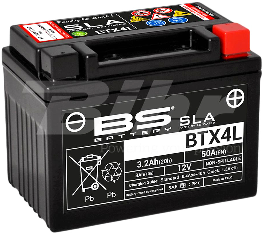 BS Bateria SLA AGM BTX4L YTX4L 12v 50A 3.2Ah 113x70x85+ YTX4L-BS - Haga click en la imagen para cerrar
