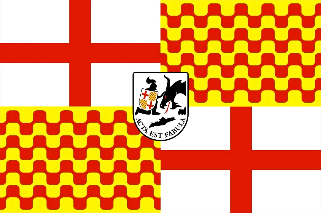 Bandera de Tabarnia con Escudo de San Jordi y el Dragon 4,5x3cm