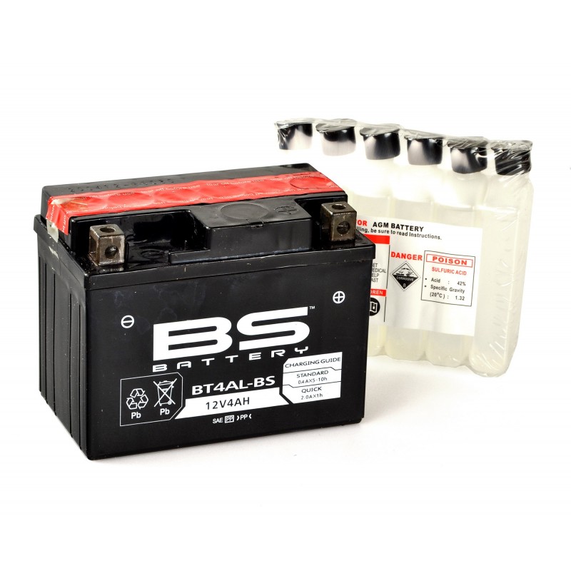 BS Bateria Moto AGM+MF YT4AL-BS,BT4AL-BS 12v70A 4Ah 120x70x92+