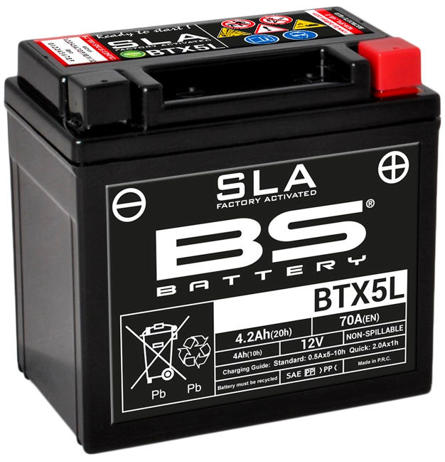 BS Bateria AGM SLA MF YTX5L|BTX5L 12v 4.2Ah 70A 113x70x105