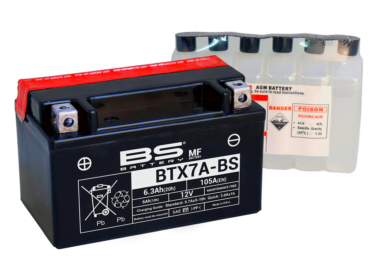 Bateria AGM+MF BTX7A-BS,YTX7A-BS,12v 105A 6.3A +150x87x93