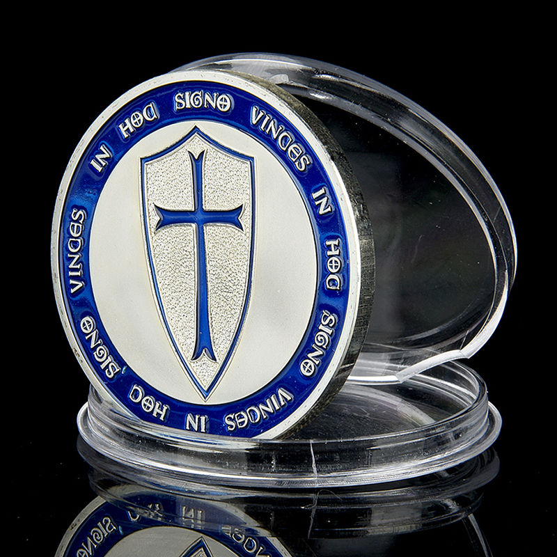 Knights Templar Blue Cross Coin Moneda Conmemorativa Cruz Azul